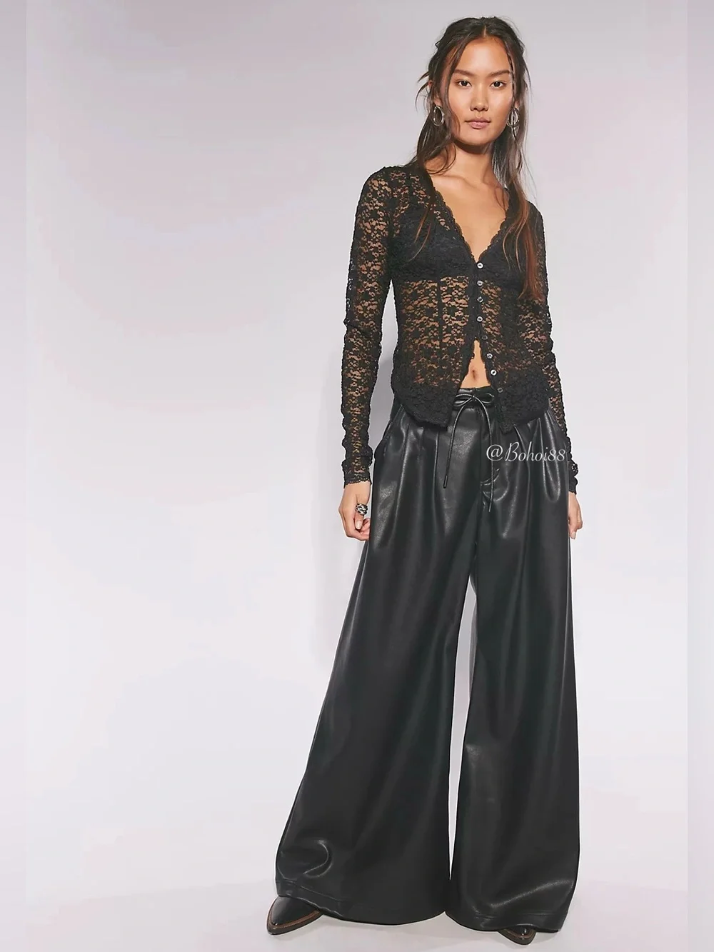 NWT Free People Lara Lace Long Sleeve Top